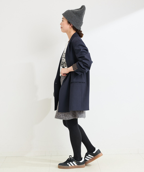 B.C STOCK（ベーセーストック）の「手洗い可 / ビアードミニフレアニットスカート（スカート・レディース・チャコールグレー/アイボリー・FREE）」の17枚目の写真