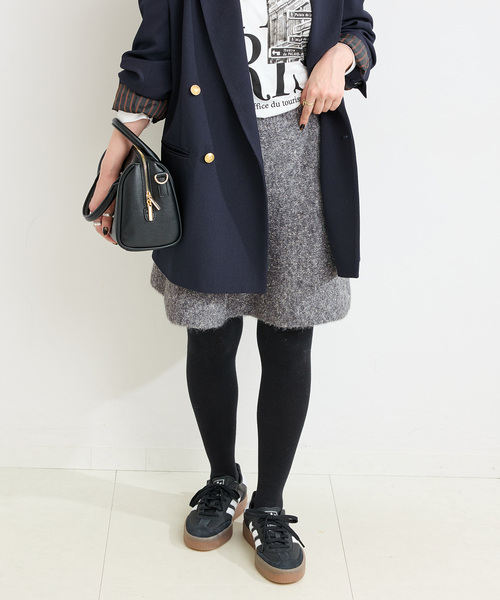 B.C STOCK（ベーセーストック）の「手洗い可 / ビアードミニフレアニットスカート（スカート・レディース・チャコールグレー/アイボリー・FREE）」の19枚目の写真