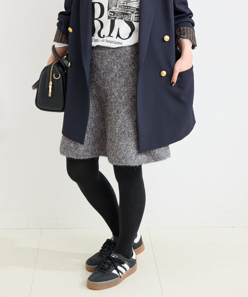 B.C STOCK（ベーセーストック）の「手洗い可 / ビアードミニフレアニットスカート（スカート・レディース・チャコールグレー/アイボリー・FREE）」の20枚目の写真