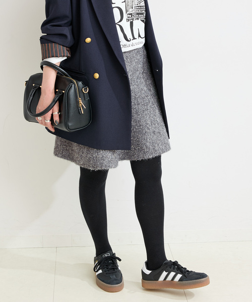 B.C STOCK（ベーセーストック）の「手洗い可 / ビアードミニフレアニットスカート（スカート・レディース・チャコールグレー/アイボリー・FREE）」の21枚目の写真