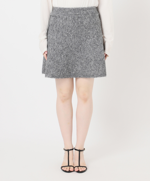 B.C STOCK（ベーセーストック）の「手洗い可 / ビアードミニフレアニットスカート（スカート・レディース・チャコールグレー/アイボリー・FREE）」の3枚目の写真