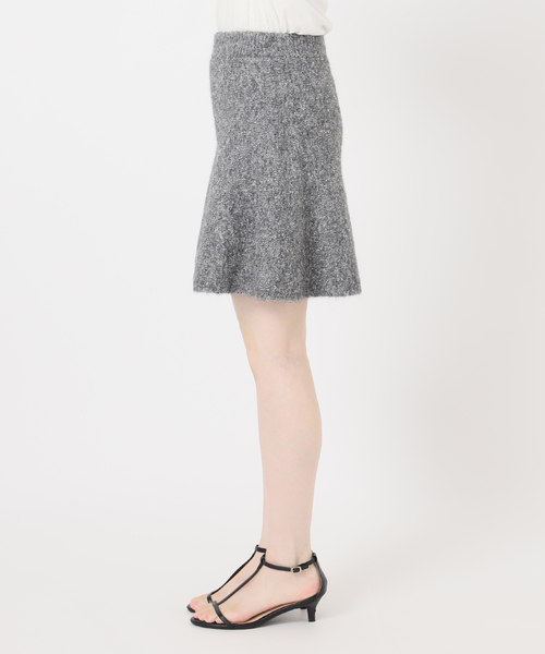 B.C STOCK（ベーセーストック）の「手洗い可 / ビアードミニフレアニットスカート（スカート・レディース・チャコールグレー/アイボリー・FREE）」の4枚目の写真