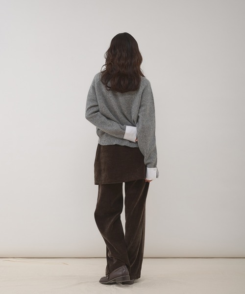 MUHET(ミュエータ)の「layered shirt detail stand collar button knit / シャツドッキングスタンドネックボタンニット(ニット/セーター・レディース・グリーン/グレー・FREE)」の13枚目の写真