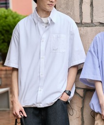 HECT（ヘクト）の「【HECT】Box Silhouette Logo Drawstring S S Shirt   ボックスシルエット ロゴ刺繍 ドロスト レギュラーカラー 半袖シャツ<速乾>（シャツ/ブラウス）」