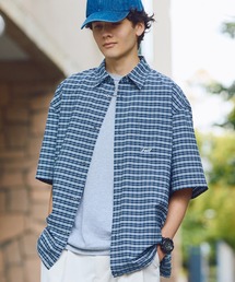 HECT（ヘクト）の「【HECT】Box Silhouette Logo Drawstring S S Shirt   ボックスシルエット ロゴ刺繍 ドロスト レギュラーカラー 半袖シャツ<速乾>（シャツ/ブラウス）」