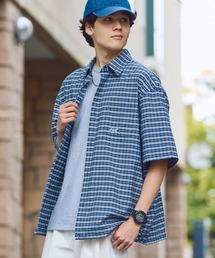 HECT（ヘクト）の「【HECT】Box Silhouette Logo Drawstring S S Shirt   ボックスシルエット ロゴ刺繍 ドロスト レギュラーカラー 半袖シャツ<速乾>（シャツ/ブラウス）」