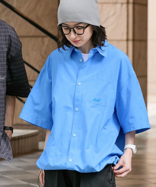 HECT(ヘクト)の「【HECT】Box Silhouette Logo Drawstring S/S Shirt / ボックスシルエット ロゴ刺繍 ドロスト レギュラーカラー 半袖シャツ<速乾>(シャツ/ブラウス・メンズ・ネイビー系/ブルー/グレー系/ブルー系/ブラック系/ネイビー/ホワイト・S/L/M)」の16枚目の写真