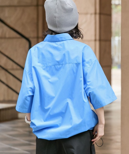 HECT(ヘクト)の「【HECT】Box Silhouette Logo Drawstring S/S Shirt / ボックスシルエット ロゴ刺繍 ドロスト レギュラーカラー 半袖シャツ<速乾>(シャツ/ブラウス・メンズ・ネイビー系/ブルー/グレー系/ブルー系/ブラック系/ネイビー/ホワイト・S/L/M)」の21枚目の写真