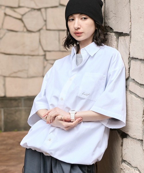 HECT】Box Silhouette Logo Drawstring S/S Shirt / ボックス
