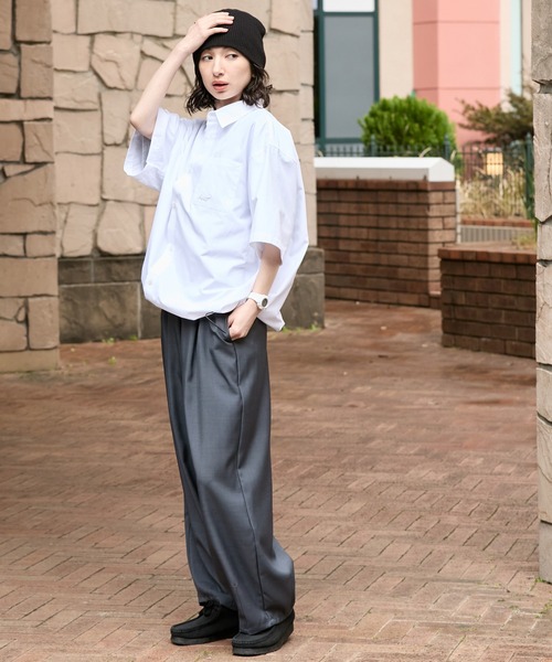 HECT】Box Silhouette Logo Drawstring S/S Shirt / ボックス