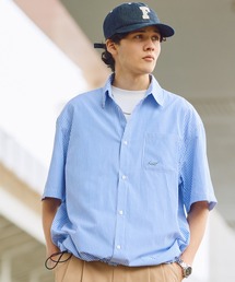 HECT（ヘクト）の「【HECT】Box Silhouette Logo Drawstring S S Shirt   ボックスシルエット ロゴ刺繍 ドロスト レギュラーカラー 半袖シャツ<速乾>（シャツ/ブラウス）」