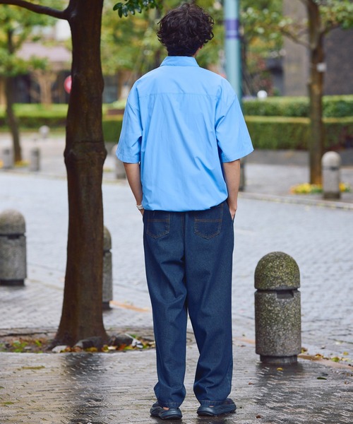 HECT(ヘクト)の「【HECT】Box Silhouette Logo Drawstring S/S Shirt / ボックスシルエット ロゴ刺繍 ドロスト レギュラーカラー 半袖シャツ<速乾>(シャツ/ブラウス・メンズ・ネイビー系/ブルー/グレー系/ブルー系/ブラック系/ネイビー/ホワイト・S/L/M)」の13枚目の写真