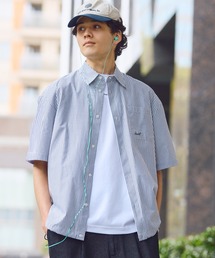 HECT（ヘクト）の「【HECT】Box Silhouette Logo Drawstring S S Shirt   ボックスシルエット ロゴ刺繍 ドロスト レギュラーカラー 半袖シャツ<速乾>（シャツ/ブラウス）」