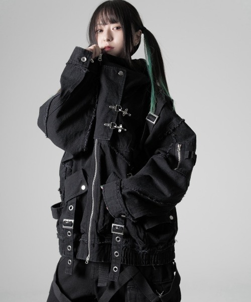 REFLEM【レフレム】デニムハイネックジップアップパーカー　BLACK REFLEM【レフレム】デニムハイネックジップアップパーカー/全2色