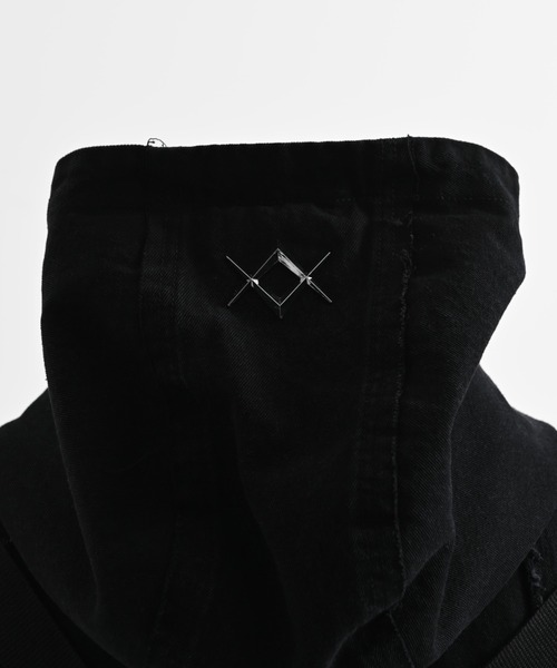 REFLEM【レフレム】デニムハイネックジップアップパーカー　BLACK REFLEM【レフレム】デニムハイネックジップアップパーカー/全2色