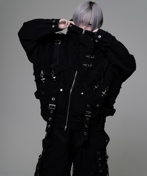 REFLEM(レフレム)の「『REFLEM/レフレム』デニムハイネックZIPパーカー/ジップパーカー(パーカー・レディース・グレー/ブラック・FREE)」の4枚目の写真