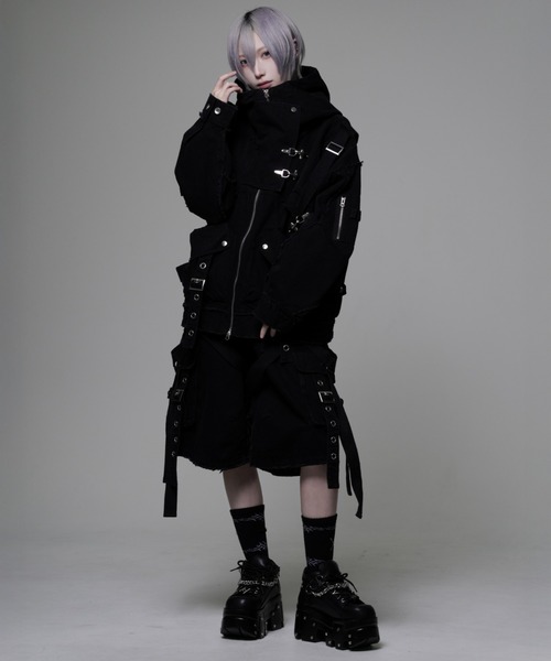 REFLEM(レフレム)の「『REFLEM/レフレム』デニムハイネックZIPパーカー/ジップパーカー(パーカー・レディース・グレー/ブラック・FREE)」の7枚目の写真