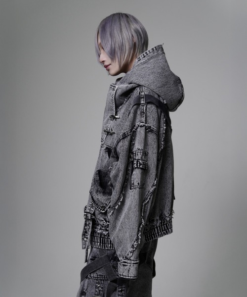 REFLEM【レフレム】デニムハイネックジップアップパーカー　BLACK REFLEM【レフレム】デニムハイネックジップアップパーカー/全2色