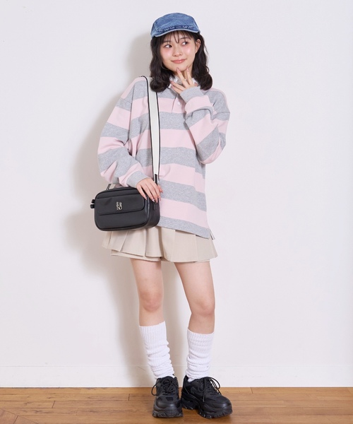 LOVETOXIC(ラブトキシック)の「【LTXC】ジャガードテープフラップショルダー(ショルダーバッグ・キッズ・クリーム/アイボリー/ブラック/レッド・F)」の6枚目の写真