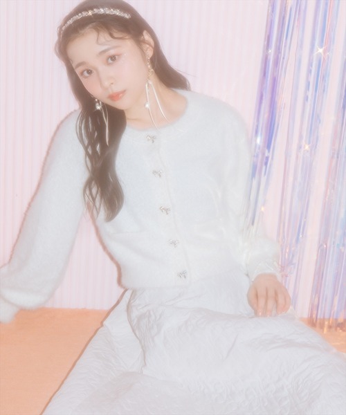 WILLSELECTION（ウィルセレクション）の「リボンボタンフェザーカーディガン（カーディガン/ボレロ・レディース・ブルー/オフホワイト/ブラック/ベージュ/ピンク・FREE）」の19枚目の写真