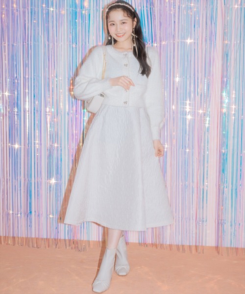 WILLSELECTION（ウィルセレクション）の「リボンボタンフェザーカーディガン（カーディガン/ボレロ・レディース・ブルー/オフホワイト/ブラック/ベージュ/ピンク・FREE）」の10枚目の写真