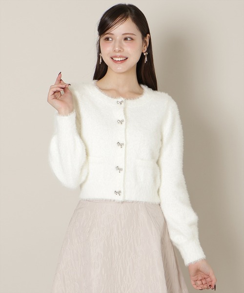 WILLSELECTION（ウィルセレクション）の「リボンボタンフェザーカーディガン（カーディガン/ボレロ・レディース・ブルー/オフホワイト/ブラック/ベージュ/ピンク・FREE）」の11枚目の写真