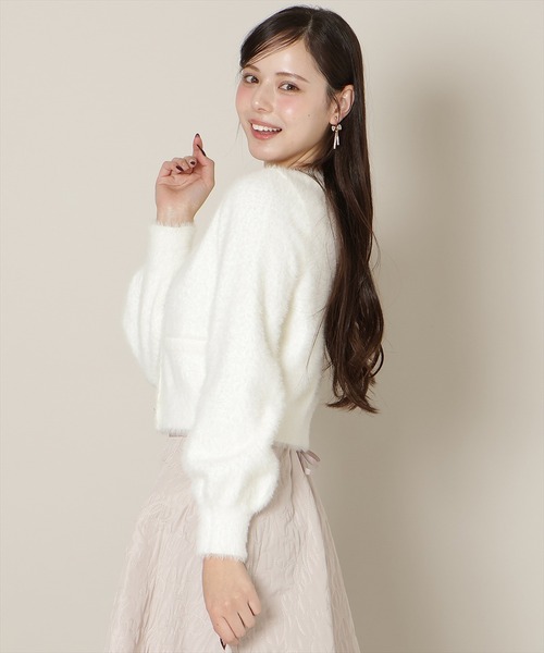 WILLSELECTION（ウィルセレクション）の「リボンボタンフェザーカーディガン（カーディガン/ボレロ・レディース・ブルー/オフホワイト/ブラック/ベージュ/ピンク・FREE）」の12枚目の写真