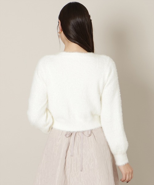 WILLSELECTION（ウィルセレクション）の「リボンボタンフェザーカーディガン（カーディガン/ボレロ・レディース・ブルー/オフホワイト/ブラック/ベージュ/ピンク・FREE）」の13枚目の写真