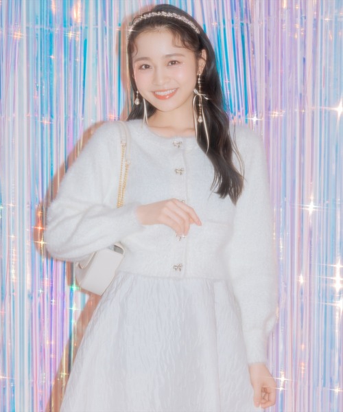 WILLSELECTION（ウィルセレクション）の「リボンボタンフェザーカーディガン（カーディガン/ボレロ・レディース・ブルー/オフホワイト/ブラック/ベージュ/ピンク・FREE）」の18枚目の写真