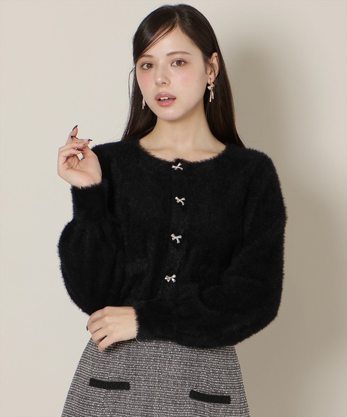 WILLSELECTION（ウィルセレクション）の「リボンボタンフェザーカーディガン（カーディガン/ボレロ・レディース・ブルー/オフホワイト/ブラック/ベージュ/ピンク・FREE）」の21枚目の写真