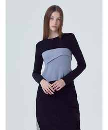 Double Layered Knit Bustier Ash Blue