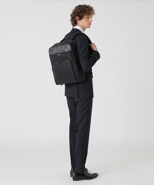 BLACK LABEL CRESTBRIDGE（ブラックレーベル・クレストブリッジ）の「ナイロンコンビカルゼシャドークレストブリッジチェックビジネスバックパック（バックパック/リュック・メンズ・ブラック/ネイビー・FREE）」の14枚目の写真