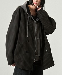 Alfred Alex（アルフレッドアレックス）の「【Alfred Alex】ウールライク ルーズシルエット ダブルテーラードジャケット【セットアップ対応】（テーラードジャケット）」