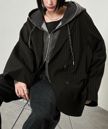 Alfred Alex（アルフレッドアレックス）の「【Alfred Alex】ウールライク ルーズシルエット ダブルテーラードジャケット【セットアップ対応】（テーラードジャケット）」