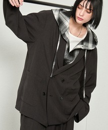 Alfred Alex（アルフレッドアレックス）の「【Alfred Alex】ウールライク ルーズシルエット ダブルテーラードジャケット【セットアップ対応】（テーラードジャケット）」