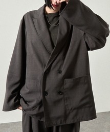 Alfred Alex（アルフレッドアレックス）の「【Alfred Alex】Oversized Double-Breasted Jacket   ウールライク オーバーサイズ ダブルテーラードジャケット【セットアップ対応】（テーラードジャケット）」