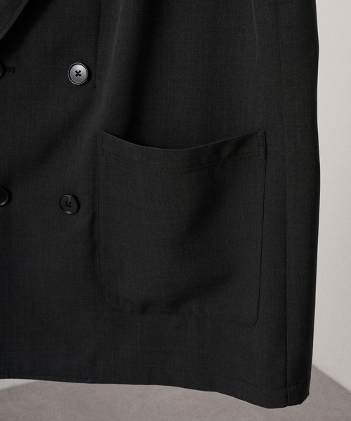 Alfred Alex(アルフレッドアレックス)の「【Alfred Alex】Oversized Double-Breasted Jacket / ウールライク オーバーサイズ ダブルテーラードジャケット【セットアップ対応】(テーラードジャケット・メンズ・ブラック系/スミクロ/スモークグレー/グレー・L/M/S)」の22枚目の写真