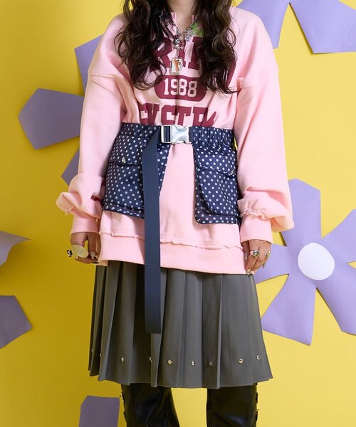 CIAOPANIC（チャオパニック）の「【Me＋Me/ミープラスミー】マルチウェイポケット付プリーツスカート（スカート・レディース・グレー/ブラック・ONE SIZE）」の4枚目の写真