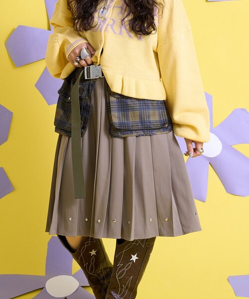 CIAOPANIC（チャオパニック）の「【Me＋Me/ミープラスミー】マルチウェイポケット付プリーツスカート（スカート・レディース・グレー/ブラック・ONE SIZE）」の13枚目の写真