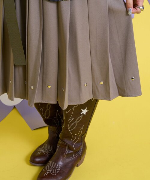 CIAOPANIC（チャオパニック）の「【Me＋Me/ミープラスミー】マルチウェイポケット付プリーツスカート（スカート・レディース・グレー/ブラック・ONE SIZE）」の16枚目の写真