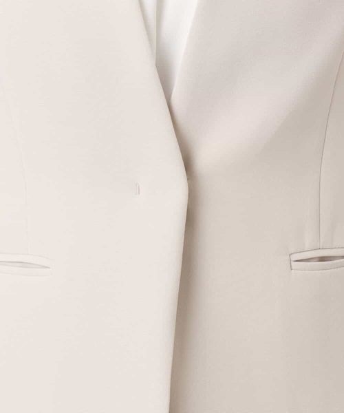 OFUON le MK（オフオンルエムケー）の「[セットアップ対応]ライトラブルクロス カラーレスジャケット/洗える/WEB限定サイズあり（ノーカラージャケット・レディース・ベージュ/ブラック・40/38/36）」の16枚目の写真