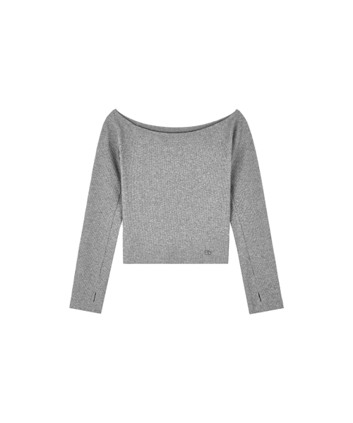 Bb' BENETTON（ビーフラットベネトン）の「オフショルダーTシャツ (ライトグレー)（Tシャツ/カットソー・レディース・その他・S/M）」の2枚目の写真
