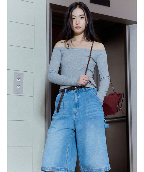 Bb' BENETTON（ビーフラットベネトン）の「オフショルダーTシャツ (ライトグレー)（Tシャツ/カットソー・レディース・その他・S/M）」の4枚目の写真