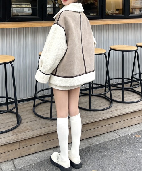 GEMEDA(ジェメダ)の「フェイクムートン×ボア 切替ジップブルゾン(その他アウター・レディース・ベージュ/モカ・M)」の12枚目の写真