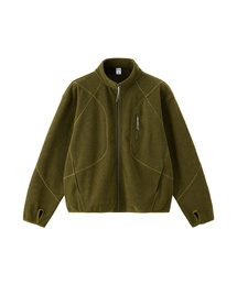 BUTTON SEOUL（ボタンソウル）の「ハニカムミッドレイヤーサムホールフリースジップアップジャケット（イエロー/カーキ）（その他アウター）」