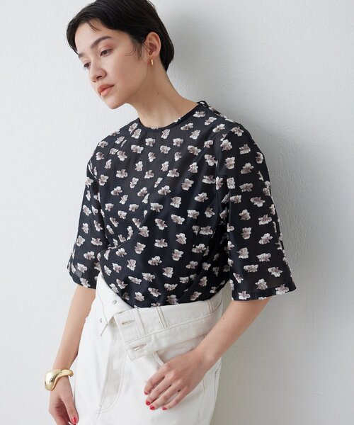 THE PAUSE（ザ ポーズ）の「【THE PAUSE】フラワージャガードブラウス（シャツ/ブラウス・レディース・ブラック/イエロー・FREE）」の4枚目の写真