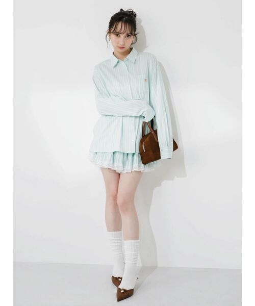 dazzlin（ダズリン）の「バックリボンオーバーシャツ（シャツ/ブラウス・レディース・ミント/ブルー/オフホワイト/ブラウン・FREE）」の15枚目の写真