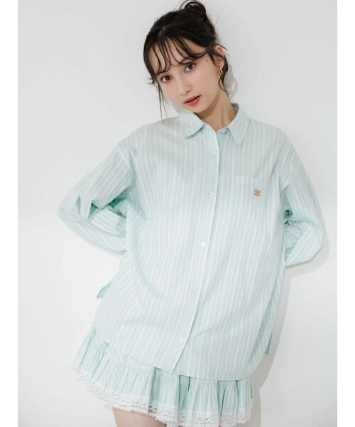 dazzlin（ダズリン）の「バックリボンオーバーシャツ（シャツ/ブラウス・レディース・ミント/ブルー/オフホワイト/ブラウン・FREE）」の17枚目の写真