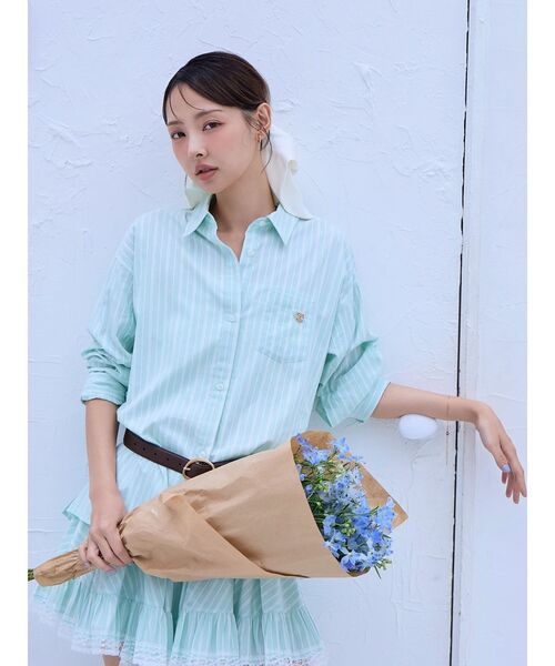 dazzlin（ダズリン）の「バックリボンオーバーシャツ（シャツ/ブラウス・レディース・ミント/ブルー/オフホワイト/ブラウン・FREE）」の18枚目の写真