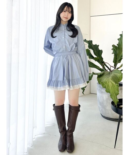 dazzlin（ダズリン）の「バックリボンオーバーシャツ（シャツ/ブラウス・レディース・ミント/ブルー/オフホワイト/ブラウン・FREE）」の6枚目の写真